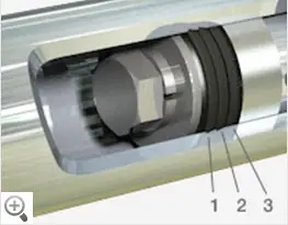 Oversized piston rod with triple seal technology